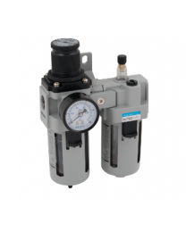 Air Regulator And Lubricator, With Mounting Bracket And Gauge, 1.5 To 8.5 Bar, 1/2" Bspp