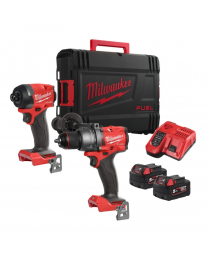 Milwaukee M18FPP2A3-502X 18V FUEL Combi Drill & Impact Driver Power Pack With 2 x 5Ah batteries, Charger and Case