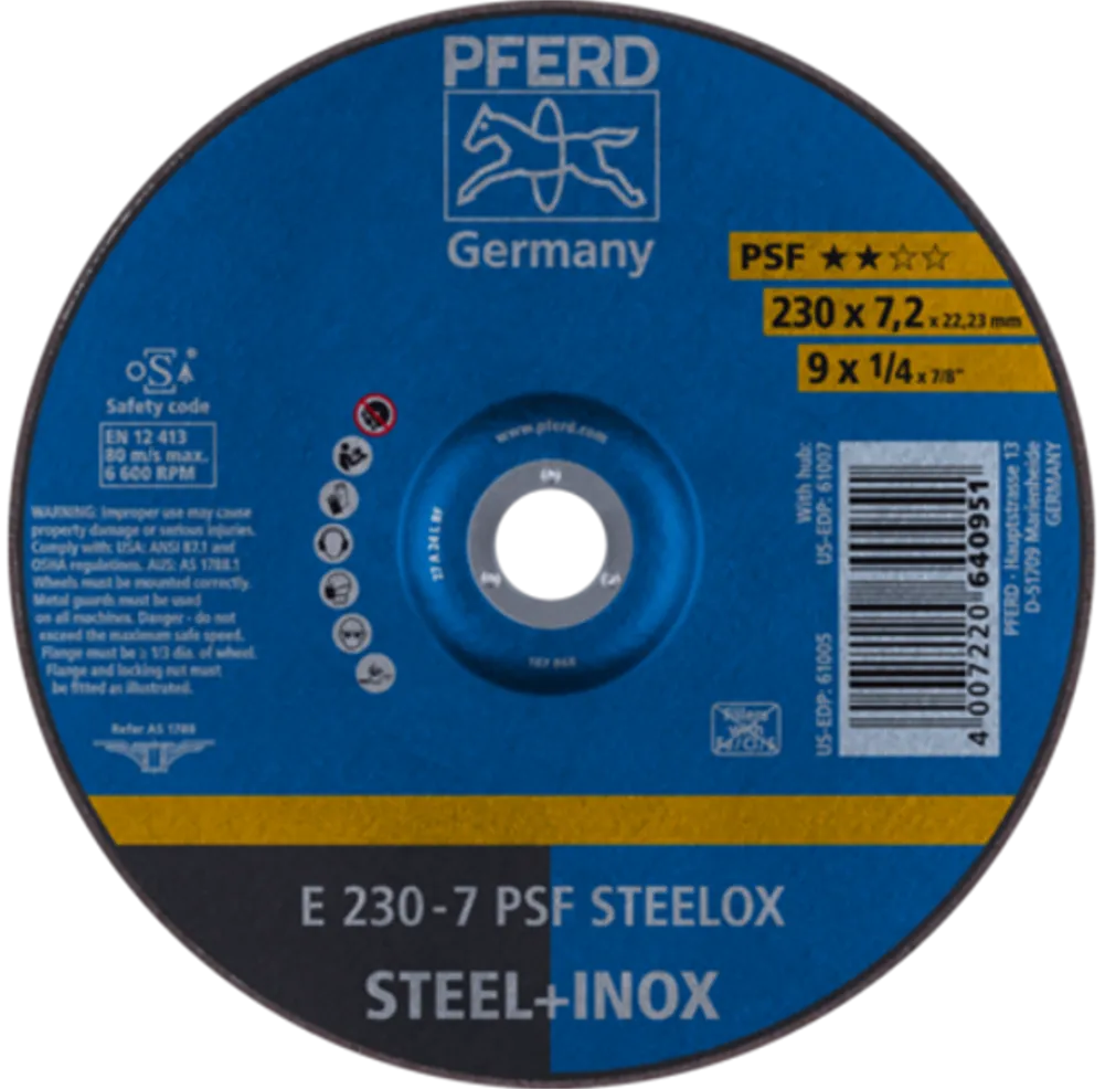 PFERD TOOLS 9" 230mm x 7.2mm Steel Grinding Disc