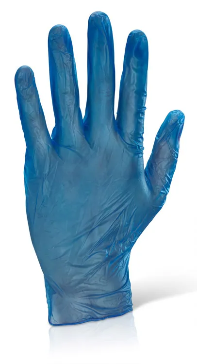 blue vinyl disposable gloves
