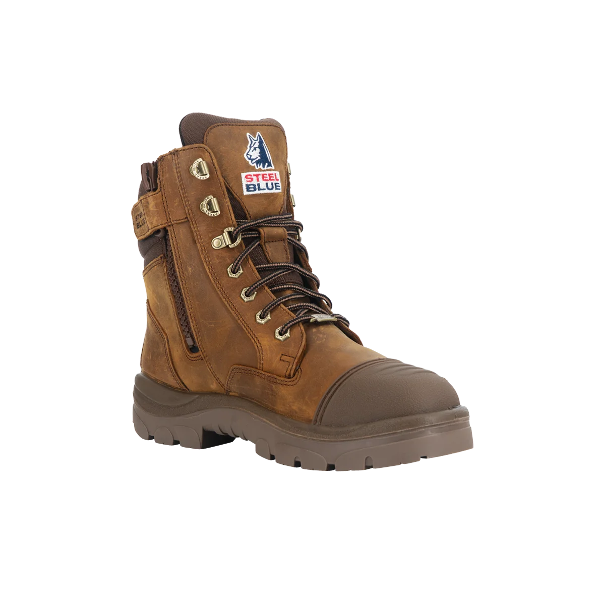 Steel Blue Southern Cross Zip WP S7 Distressed Brown Safety Boots