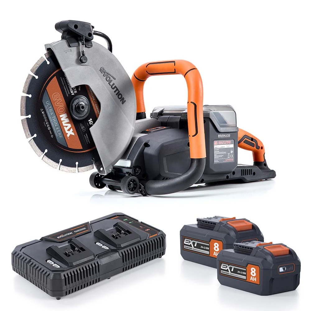 Evolution R260DCT-Li 260mm Consaw, 2 x 8.0Ah Batteries & Dual-Port Charger