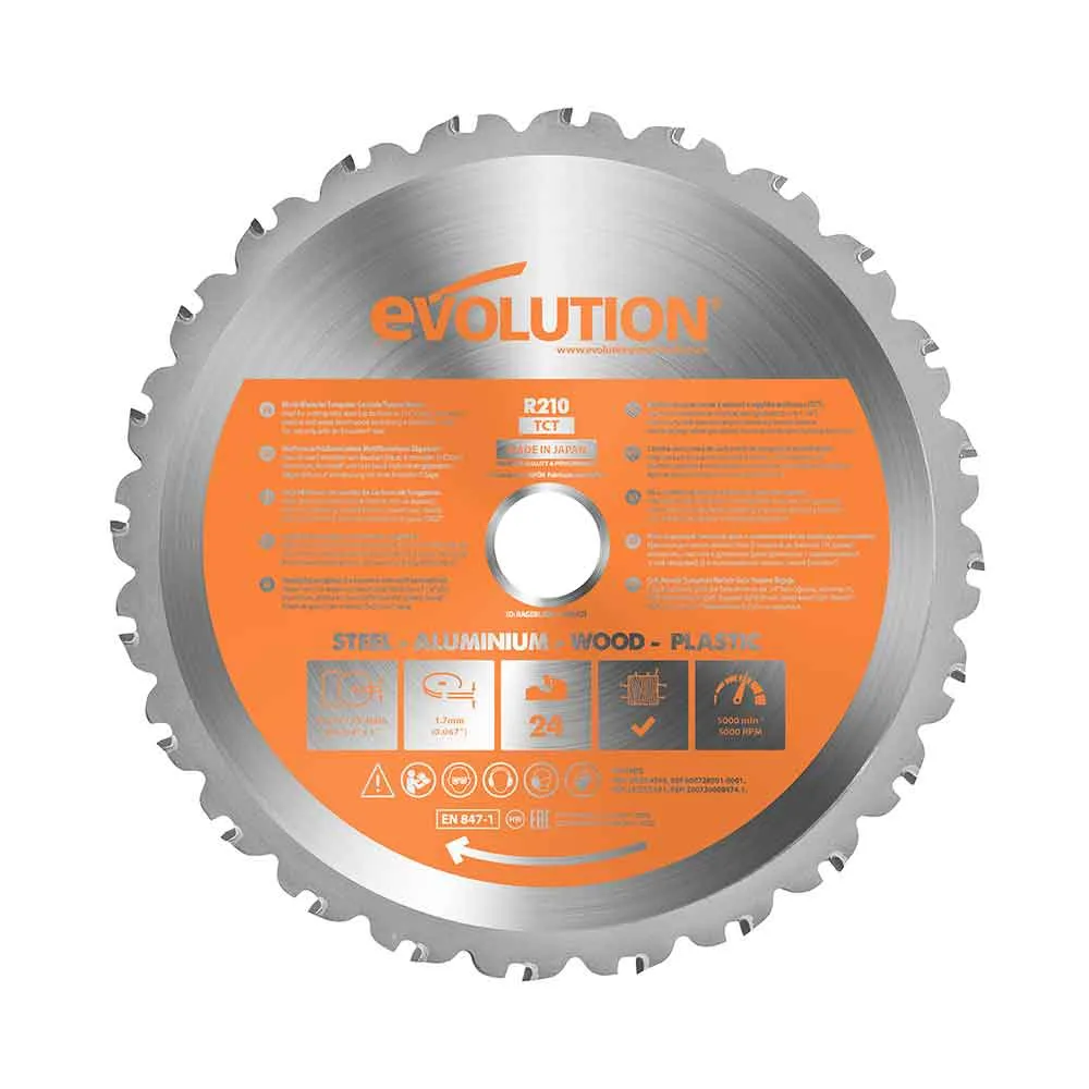 Evolution 210mm x 25.4mm 24T TCT Multi-Material Saw Blade